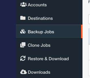 انتخاب Backup Jobs در منوی JetBackup