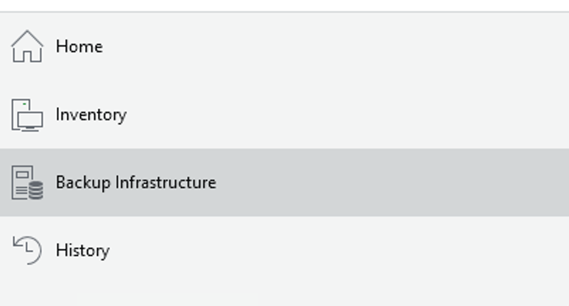 انتخاب Backup Infrastructure در کنسول Veeam