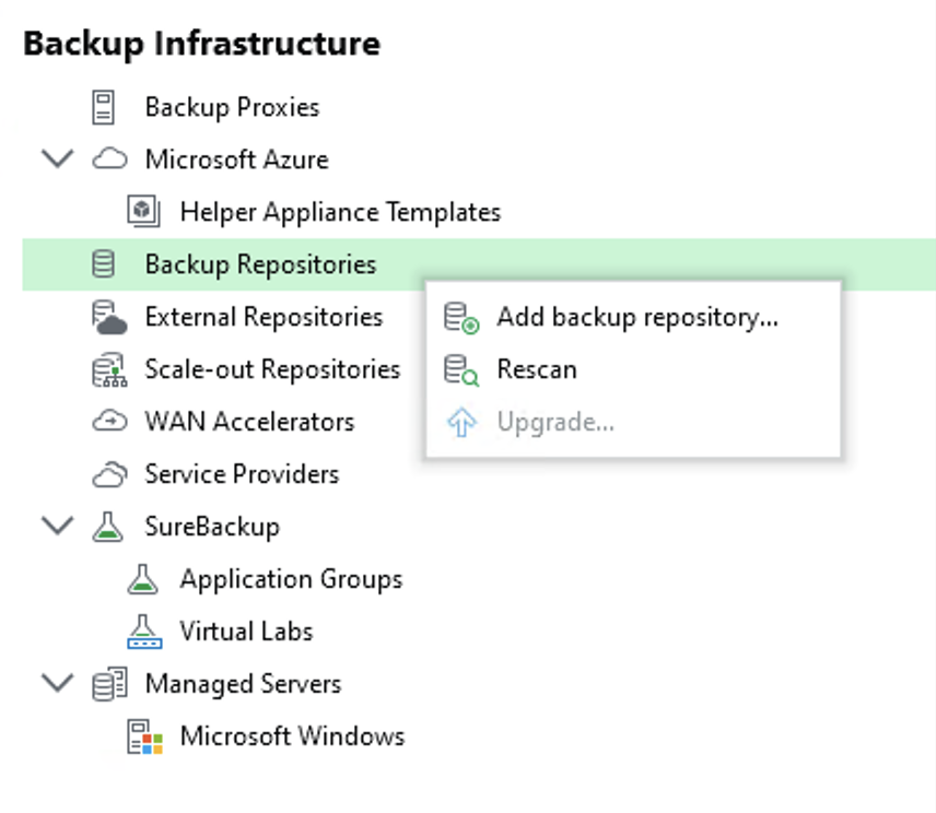 راست کلیک روی Backup Repositories و انتخاب Add backup repository