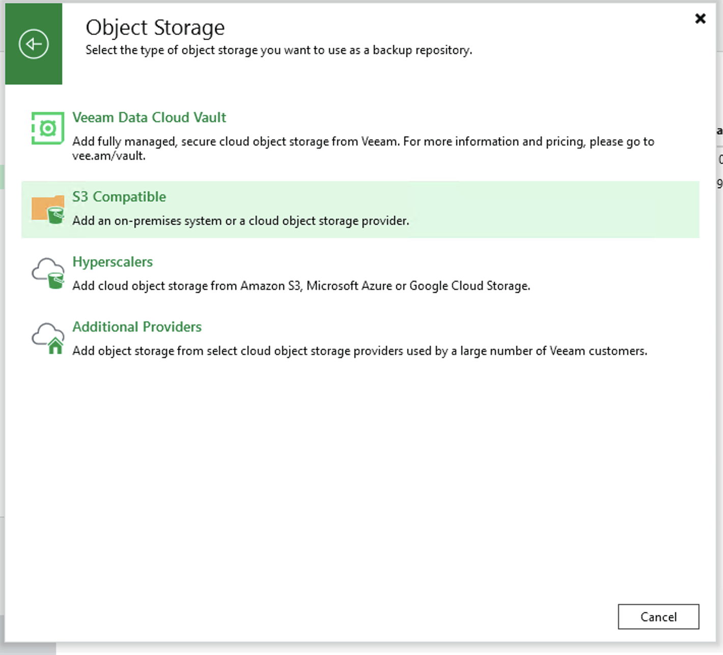 انتخاب S3 Compatible در انواع Object Storage